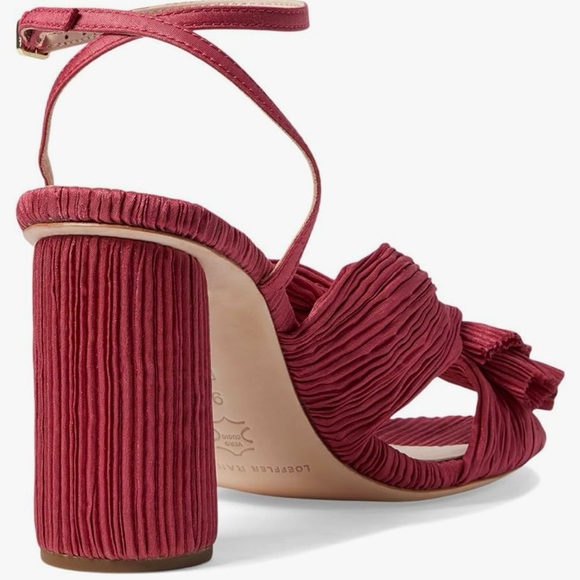 Loeffler Randall Camellia Pleated Bow Heel with Ankle Strap ,Size 8,burgundy. - Picture 5 of 7